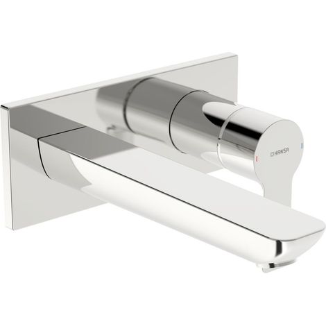 Hansa Ligna Einhebel Waschtischarmatur Wandmontage, Ausladung 186mm, Ausladung 186mm, Rosette eckig, Chrom, 44892133 (1/5)