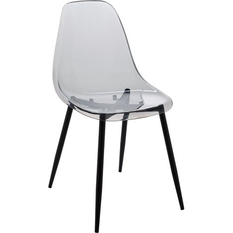 Dmora - Sedia Agate, Poltrona in PET, Sedia da pranzo ergonomica, Seduta per riunioni, 53x46h81 cm, Fumé, con imballo rinforzato