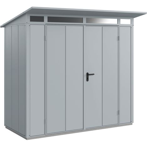 Hörmann Metall-Gerätehaus Berry Modern mit Pultdach Typ 1, 248 x 153 cm, fenstergrau, 3,8 m², 2-flüglige Tür (1/5)