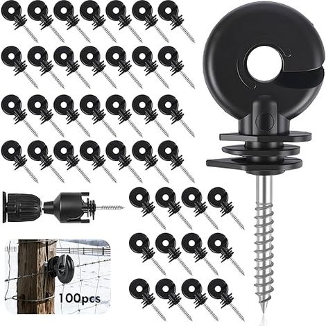 Isolateurs Annulaires Clôture Électrique, 90mm de Pâturage avec Clé à Douille, Poteaux Visser pour Cordes (1/5)