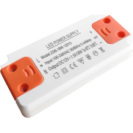 Transformateur de Tension constante 18 W, 12 V, 1,5 A - 240 V CA vers 12 V CC, pour Rubans LED, écrans, éclairages de Meubles, Ampoules, sonnettes Ring, etc (1/5)