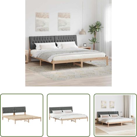Plattformbett - Bettgestell mit gepolstertem Kopfteil Braun 200 x 200 cm (1/5)