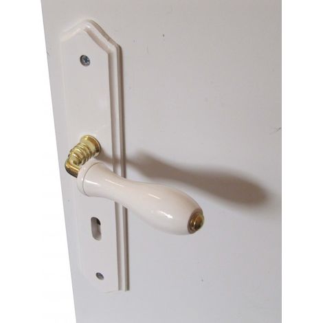 Centrale Brico – Poignée de porte coulissante en bois massif laqué – Entraxe 195 mm – Trou de clé – Longueur 115 mm – Largeur plaque 45 mm