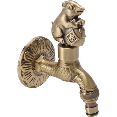 RYSH Vintage Kupferarmatur, robuste Bronze, G/2 Zoll, dekorative Kupferarmatur in Karpfenform, Eichhörnchenform für Badezimmer (1/5)