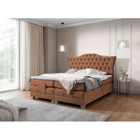 Boxspringbett Elektrisch Bett FAUSTO 200x200cm in Stoff Wind Rostbraun (1/5)