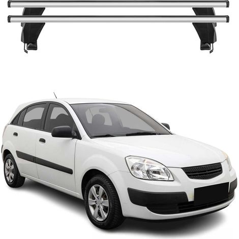 OMAC Dachträger Querträger Alu für Kia Rio II Schrägheck 2005-2011 – Abschließbar – T-Nut – City-Crash-getestet – Max. 50 kg Silber (1/5)