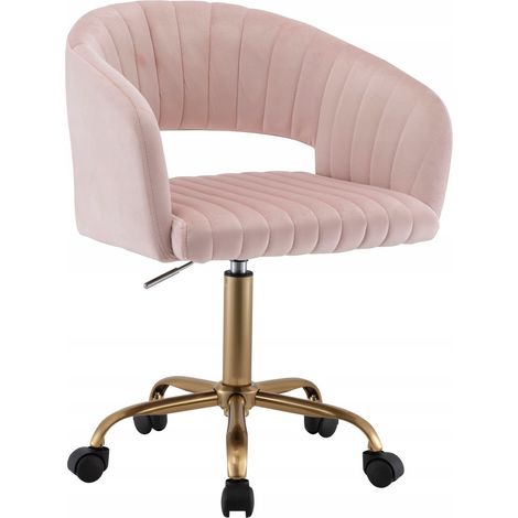 Poltrona girevole FB7-FX in velluto rosa (1/3)