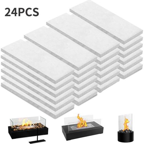 Lot de 24 mèches en laine céramique pour foyer de table, prolongeant la durée de combustion, avec noyau en coton éponge pour foyer au bioéthanol (1/4)