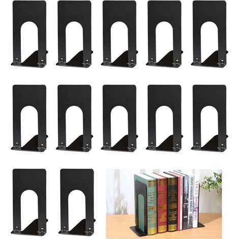 6 Paires Serre Livre,Bookends,Cale Livre en Métal Rangement Livre Bloc Livre pour Étagère Presse Livre pour Enfants,la Maison,Bureau,Écoles et Maison,Librairie et Bibliothèque,NoirCD,(70x100x130 mm) (1/5)