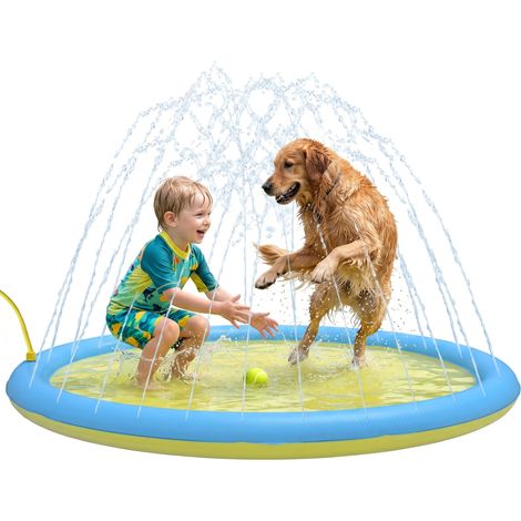 PawHut 150 cm Splash Pad Sprinkler for Pets Dog Non-slip Outdoor Yellow