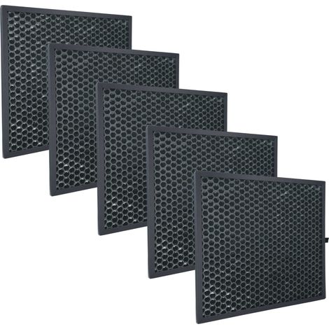 vhbw 5x Aktivkohlefilter kompatibel mit Sharp FP-F30EUH, FZ-J30EU, KC-F32EUW, FP-J30EU Luftreiniger - Luftfilter Schwarz