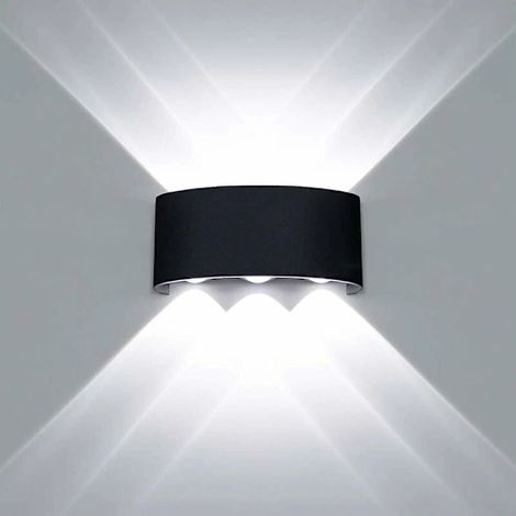 Applique murale LED extérieure moderne et étanche 12 W, noire, décorative, éclairage haut et bas, spot LED blanc froid (1/5)