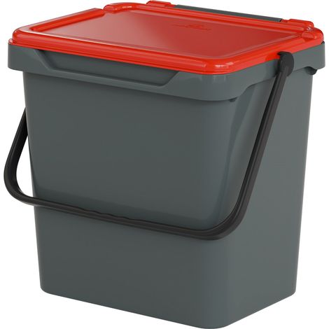 Dmora Papelera de polipropileno para recogida separada, contenedor de residuos 30L, 100% Made in Italy, 40x31h39 cm, rojo, con embalaje reforzado