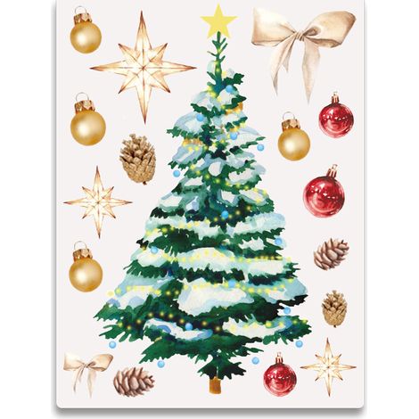 Weihnachtsbaumaufkleber, wiederverwendbare und abnehmbare PVC-Aufkleber für die weihnachtliche Fensterdekoration im Innenbereich. (1/5)