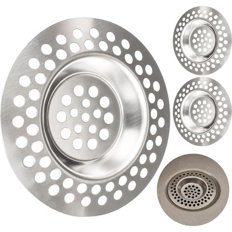 Jeu de 3 Crépine de vidange, Acier inoxydable, Ø 70 mm, Pour évier et baignoire (1/5)