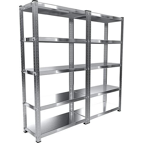 2 Scaffali In Metallo Scaffale Con 5 Ripiani Regolabili Ideale Per Garage Officina Cantina Capannone Magazzino Design Modulare 187 x 100 x 30 cm - Set: 2 Pezzi