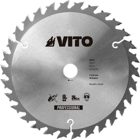 Lame de coupe pour débroussailleuse 30 dents Ø255mm au Carbure Alesage 25.4 VITO (1/2)
