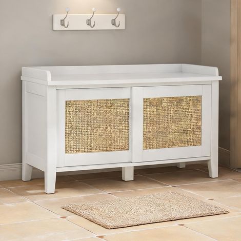 Console blanco en mDF Ratán 80 x 35 x 45 cm (1/5)