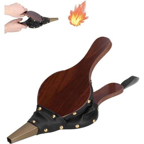 Souffleur de Barbecue à Soufflet en Bois, Mini Ventilateur électrique portatif pour cheminée, Camping, BBQ avec Sangle,40×18×3.5cm