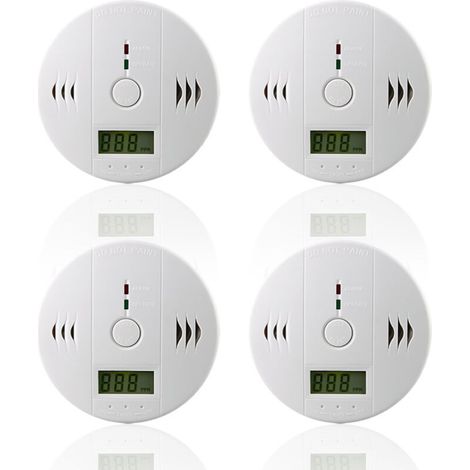 Detector Monoxido De Carbono - Alimentacion Por Pilas - Alarma Sonora 85 Db Y Visual Led - Para Cocina Y Bano - 4 Unidades (1/5)