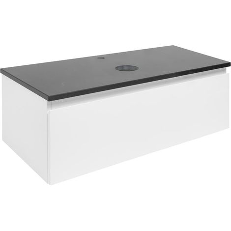 Meuble de salle de bains avec plan en granit - SAT - B-WAY 1 - 99x30x45 - blanc brillant - Blanc