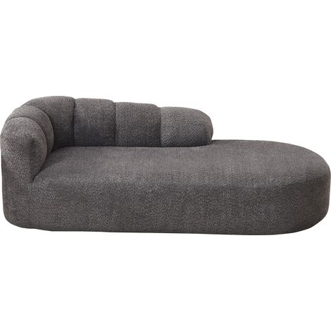 Chaise longue moderna de chenilla gris antracita con respaldo ondulado (1/5)
