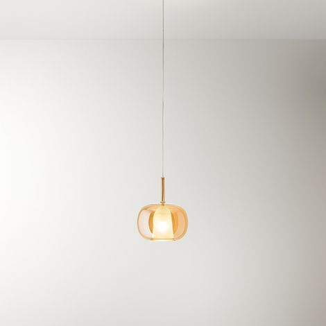 Vetro Borosilicato Contemporaneo Rain Ambra Trasparente D22,5 Senza Rosone (1/2)