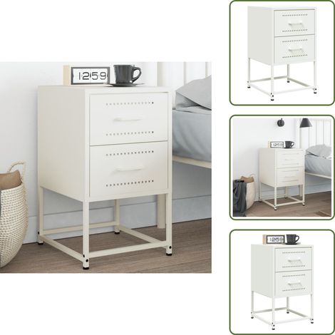Diseño industrial - vidaXL Mesita de noche de acero blanco 36x39x60,5 cm - Mueble de noche