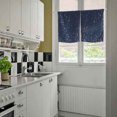 Rideau déco 2pcs Occultants Courts En Polyester Pour Maison Campagne Cuisine Salle De Bain Salon 76X60 cm, Bleu Marine (1/5)