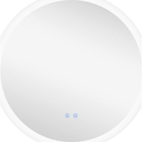 Miroir rond LED salle de bain 60 cm mural, éclairage 3 températures, interrupteur tactile 29 W gris (1/5)