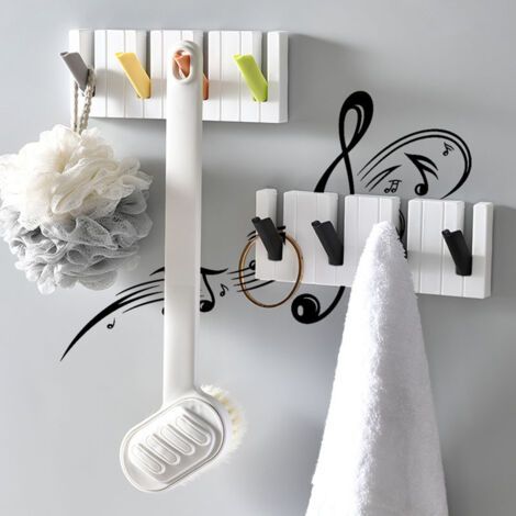 2Pcs Crochet Patère Mural Décoratif Piano Porte Manteau Crochets Rétractables Crochets Adhésifs Muraux Suspendre Manteau, Serviette pour pour Salon Salle de Bain Cuisine Bureau (1/4)