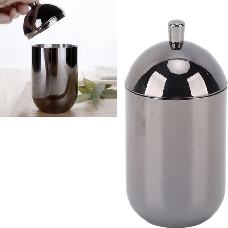 Boîte de rangement pour cotons-tiges et cotons démaquillants en acier inoxydable 304, élégante boîte de rangement noire de style européen pour la salle de bain et la maison. (1/5)