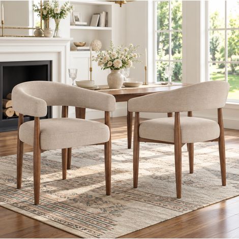 2 Esszimmerstühle 60 x 59 x 75 cm Metall Chenille Taupe, stabile Armlehnen – MEUBLIV (1/5)