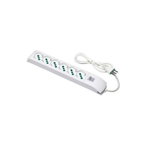 FANTON SPA 4102004 FME Prolunga Multiuso 6 Prese 2P+T 16A Schuko Cavo 1.5m 3x0.75mm² con Interruttore di Sicurezza e Protezione da Sovracorrente colore Bianco