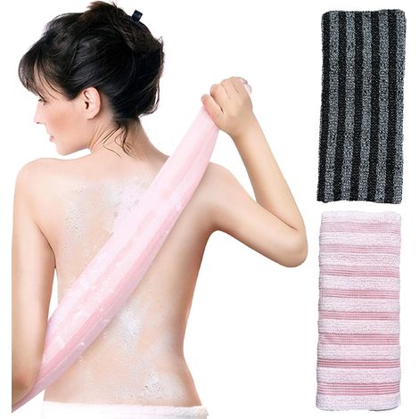 Gant Exfoliant - Gant de Bain en Maille Nylon Polyester - Pour Corps et Dos - Longueur 100 cm - 2 Pièces (1/5)