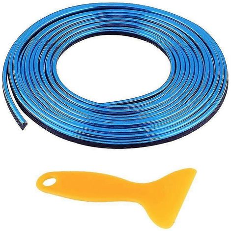 Baguette décorative de porte, tableau de bord, aérateur, volant, flexible, compatible avec la plupart des voitures (bleue) (1/5)