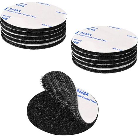 10 pastilles adhésives double face noires, rondes et réutilisables (5 cm), adaptées à la confection de cadres photo (1/5)