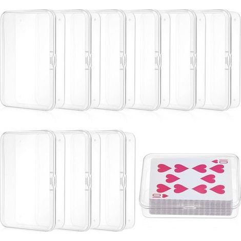 Longziming - Lot de 10 boîtes de rangement pour cartes avec couvercles - Boîte transparente pour cartes à jouer, cartes de visite et cartes à collectionner - 10,5 x 7,5 x 2,5 cm (1/5)