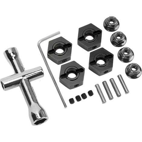 Satz mit 6 14-mm-Aluminium-Sechskantnaben, universeller Radadapter für ARRMA Senton 1/10 RC-Car, schwarz (1/5)