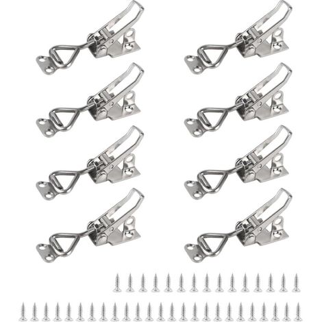 8Pcs Loquet à Bascule Acier Inox Loquet de Serrage Fermeture Capot Fermeture a Levier Capacité de Rétention 100kg 220lbs Menuisier Sauterelles Bascule Pince Réglable pour Armoire Porte (1/5)