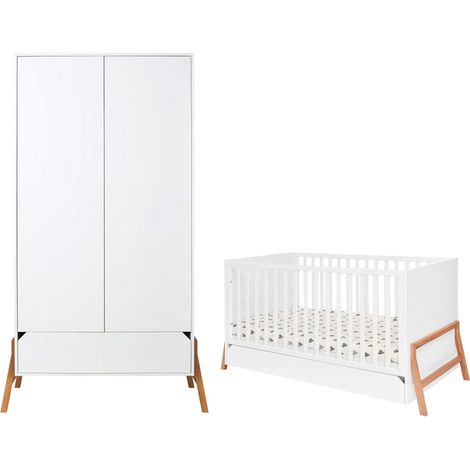 Evolutionsbett 70x140 und 2-türiger Kleiderschrank Bellamy Lotta Weiß (1/5)