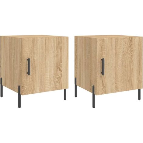 Set 2 comodini con vano con anta 40 x 40 x 50 cm in derivati del legno color rovere e ferro DEC035274
