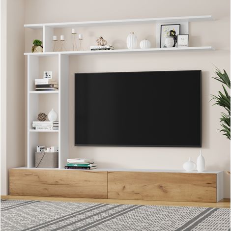 credenza mobile tv 180 cm ordine salvaspazio bianco HAVRYA (1/5)
