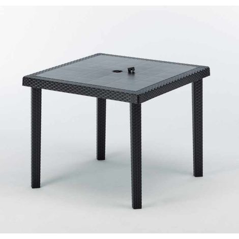 Mesa en Polyrattan para exterior cuadrada 90x90 Grand Soleil Boheme - Negro