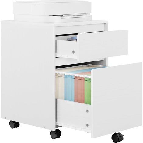 Woltu – Caisson de bureau sur roulettes avec 2 tiroirs – Bois d'ingénierie PB – Dimensions 40x40x56cm – Hydrofuge et anti-abrasif