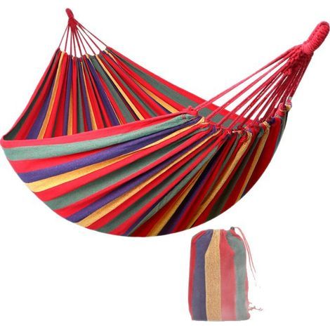 Outdoor-Hängematte – 210 x 150 cm, max. Belastung 200 kg, tragbares Modell mit Aufbewahrungstasche – ideal für Terrasse, Hof oder Garten – hellgrün (1/5)