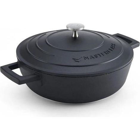 MasterClass Casseruola con coperchio 2,5L/24 cm, leggera in alluminio fuso, adatta per forno e piano cottura a induzione de, nero