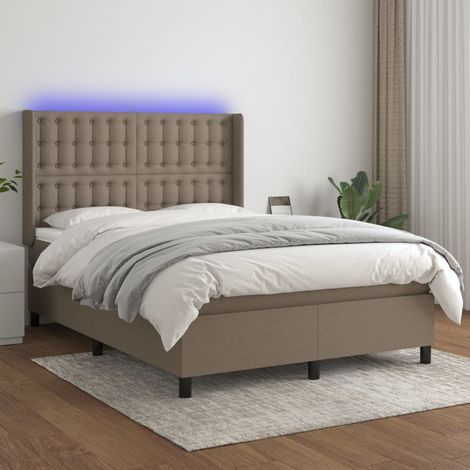 Boxspringbett mit Matratze & LED Taupe 140x200 cm Stoff (1/5)