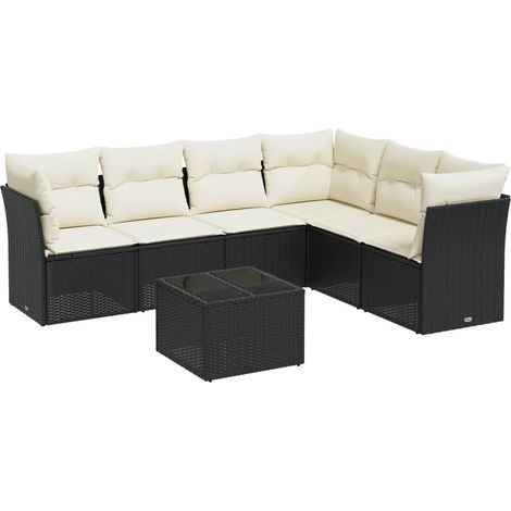 Maison Exclusive - Set Divani da Giardino con Cuscini 7pz Nero Polyrattan (1/5)