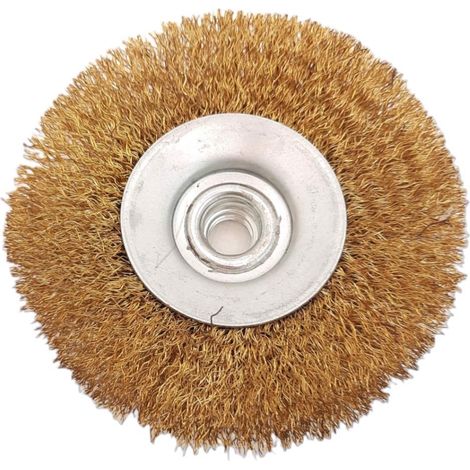 Brosse métallique rotative latérale, 115 mm, laiton, M14 (40/60/80/100) (1/2)